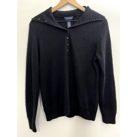 Womens 100% Cashmere Sweater M Collared Warm Cozy Pullover Retro Academia Preppy - Picture 1 of 13